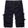 lâche grande taille cargo shorts hommes tactique décontracté couleur unie patchwork militaire blanc longueur genou