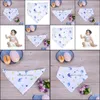 Chiffons bébé, enfants maternité mignon baleine bleue imprimé Triangle alimentation enfant tissu infantile serviette de salive bavoirs bébé rots accessoires livraison directe 2