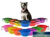 Ciotole per cani da compagnia Ciotola pieghevole per cuccioli in silicone Ciotole per alimenti per animali domestici con fibbia da arrampicata Contenitore per alimenti per cani portatile da viaggio spedizione marittima DHE154