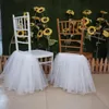 2021 In Stocks Different Colors Wedding Chair Covers Elegant Tulle Tutu Vintage Chairs Sashes Decorations Skirts ZJ019
