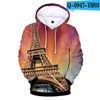 Sweats à capuche Homme Sweatshirts France Paris Tour Eiffel Hommes Femmes Sweat-shirt à capuchon 3D Célèbre Coton Pollunvors Tops minces