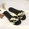 Sandales en cuir véritable femmes pantoufles perles avec des diapositives de corde de paille Sandalias réel doux appartements en peau de mouton 220310