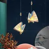 Pendant Lamps Nordic LED 6W 17X24cm Large Butterfly Chandelier Modern Simple Creative Luxury Bedroom Bedside For Home/Bar/Stair