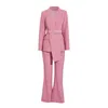 Frauen zweisteuelhafte Hosen Frühlings- und Herbstmode unregelmäßiger rosa Anzug weiblicher Business Formale Verschleiß Temperament Taille Overalls Profi