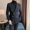 Mäns kostymer Blazers 2022 Mode Casual Boutique Business Solid Färg Dubbelbröst Klänning Formell kostym Jacka Coat Bomull