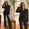 Black Bridal Trousers Suits Women Evening Party Tuxedos Bell-bottomed Pants Mother of the Bride Formal Work Wear For Wedding