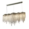 Modern Linear Chandelier Tassels Chrome Chain Pendant Lamps Contemporary Lighting Fixture for Dining Room Kitchen Island Round Rectangle Wall Light Fixtures