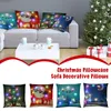 Pillow Case Flax Fashion Merry Christmas Cushion Cover Led Simple Happy Year Snow Vintage Home Bed Decorative