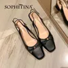 Sophitina Hakiki Deri Tatlı Kelebek-Düğüm Pompalar Ayakkabı Kadın Orta Topuklu Rahat Soyunma Bahar Sonbahar Kare Toe Fo302 210513