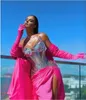 Avondjurk Jennifer Lawrence Kim Kardashian Kylie Jenner Myriam Tarieven Vloerlengte Seksualiteit Roze Mermaid met Trail Kant Sweetheart Kendaljenner Party