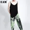 [EAM]女性黒大サイズ高弾性キャミスOネックノースリーブパーソナリティルースファッションスプリングサマー1DD7107 21512