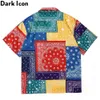 Coloré Bandana Patchwork Polo Shirt Summer Street Fashion Chemise hawaïenne pour hommes Blouse masculine 210603