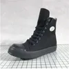 High Top Men Women Dark Zipper Geometric Canvas Short Boots Casual Board Shoes Black White