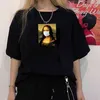 Mona Lisa bär en mask oljemålning skydda människor cool grunge rolig unisex t-shirt harajuku hipster tumblr tee topp 210518