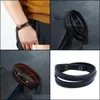 Manchet armbanden juwelierretro eenvoudige twee cirkels heren sieraden mode all-match punk rock lederen armband drop levering 2021 svjck