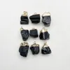 Collar con colgante de piedra Reiki curativa con gema de cristal de grava de turmalina negra Natural para hacer joyas, accesorios de encanto, 10 unidades