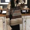 H.SA Winter Women Sweater Pullover Knit Jumpers Loose Striped Pull Jumpers Korean Style Knitwear Casual Top Argyle Sweater 211214