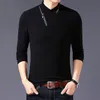 2021 Fashion Cotton Men's T-shirt Long Sleeve T Shirt Men Solid Color Zipper Print Collar Oversized Tops