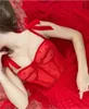 2021 Röd Polka Dots Tulle En Linje Aftonklänning Spaghetti Straps Bundet Båge Skulder Te Längd Party Graduation Prom Dress