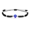 Pulseira de olho azul mal trançada feita à mão corrente de contas de cristal de aço inoxidável pulseiras para mulheres meninas