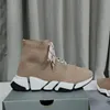 Toppkvalitet trippel s stickade strumpor skor mesh hastighet 2.0 tränare hög race löpare designer sneaker svart vit casual tränare sneakers med lådstorlek 35-46