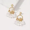 Tassel Pearl Earrings For Women Vintage Gold Color Exaggerated Baroque Crystal Flower Bohemia Dangel Jewelry Gift Hoop & Huggie
