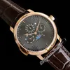 TWSF PATRIMONY PERPETUAL CALENDAR 6610C A1120 Автоматические мужские часы La Musique du Temps Rose Gold Серебряные текстуры циферблат Коричневая кожа Super Edition Часы PureTime D4