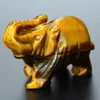 1.5 "Natural Quartz Tiger-Eye Stone Esculpida Elephant Gemstone Cristal Figurine