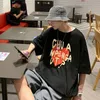Brev Skriv ut Hjärta Grafisk Harajuku Hip Hop Streetwear Men Svart Vit Bomull Par T Shirt Short Sleeve