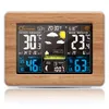 Desk Electronic Alarm Clock Bamboo Texture Table Digital Alarm Clocks Indoor Outdoor Temperature Humidity Wireless Sensor Weather Forecast Snooze ZL0053