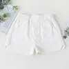 Mode sommarflickor Shorts Bomull Elastisk Solid Färg Kort Byxor För Teenage Koreanska Kids Baby Vit Kläder 210622