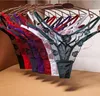 Calcinha de Renda Feminina Cueca Tanga Sexy G String Cintura Baixa T-Back Bordado Flor Cueca Design de Biquíni Preto Vermelho Branco Verde