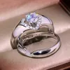 2021 Nova Chegada Vintage Rose Gold Cheio Anéis de Casamento para Mulheres Moda Jóias Luxo Branco Zircon Anel de Noivado