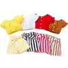 Baby Flickor Sommarkläder Mode Småbarn Barn Kläder Set Off Shoulder Toppar Randiga Shorts Outfits Barn Set 2 3 4 5 Year
