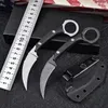 1 pcs de alta qualidade lâmina fixa Karambit faca D2 branco / preto pedra lavagem lâminas completa g-10 lidar com facas de garra com kydex