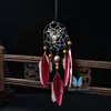 Vacker Dream Catcher Net Rose och Red Feather Diy Reiki Room Decoration Present