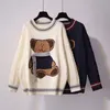 Women Long Sweater and Pullovers Cartoon Bear Embroidery Fashion Korean Jumpers Slim Cute Girls Winter Pull 210430