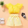 baby clothing girl Kids 2 PCS sets 100 Cotton Oneck Shirt Stripped short Summer Child Two Piece set clothes3606065