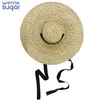 WeMe – chapeaux de plaisancier en paille de blé à large bord pour femmes, 15cm 18cm, ruban avec nœud papillon, casquette de plage Large Elob22
