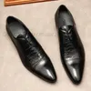Mode noir Oxford hommes chaussures habillées formelle affaires à lacets en cuir véritable minimaliste mariage bureau richelieu chaussures pour hommes