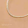 TrustDavis Luxury 925 Sterling Silver Simple Temperament Pearl Choker Short Necklace For Women Wedding Party S925 Jewelry DA1255