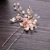 2pcs Hair Pin Flower Crystal Pearl Hairpins Clips Bridal Wedding Jewelry Sticks For Bride Noiva Styling & Barrettes