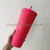 2021 Starbucks Çift Siyah Durian Lazer Saman Fincan 710 ml Tumblers Mermaid Plastik Soğuk Su Kahve Fincanları Hediye Kupa