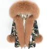 garder au chaud fourrures de mouton de Mongolie marron garniture patte de boutonnage fourrures mukla femmes parka kaki doublure en fourrure de lapin blanc camouflage longues parkas veste en toile de neige