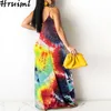 Robes à bretelles pour femmes Tie Dye Print Backless Sexy Club Summer Woman Beach Holiday Casual Party Dress 210513