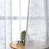 DZQ Flax Textured Short Sheer Curtain for Living Room Bedroom Kitchen Window Treatment Small Curtain Panels Home Decor Drapes 210712