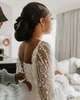 2022 Plus Size Arabski ASO EBI Luksusowa Syrenka Suknia Ślubna Długie Rękawy Cekinowe Kryształy Kryształy Bridal Suknie Dress ZJ266