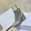 Botas de chuva femininas de lã de carneiro e lona PVC preto cinza caramelo borracha chuvas sapatos botas de tornozelo tamanho 35-40