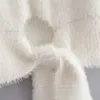 Elegante branco mohair mulheres tricotadas pulôver camisola borboleta dianteira laço feminino jumper o-pescoço outono inverno senhoras macacões 210430