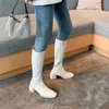 Boczny zamek błyskawiczny ścisłe buty dla kobiet szerokiej nogi zimowe buty kobieta obcasy klasyczny design party casual kolan boot 210528
